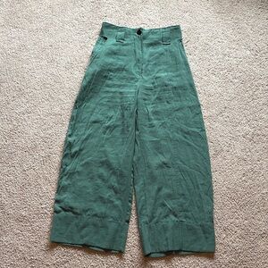 Ganni green wide leg crop slacks size 36 (4)